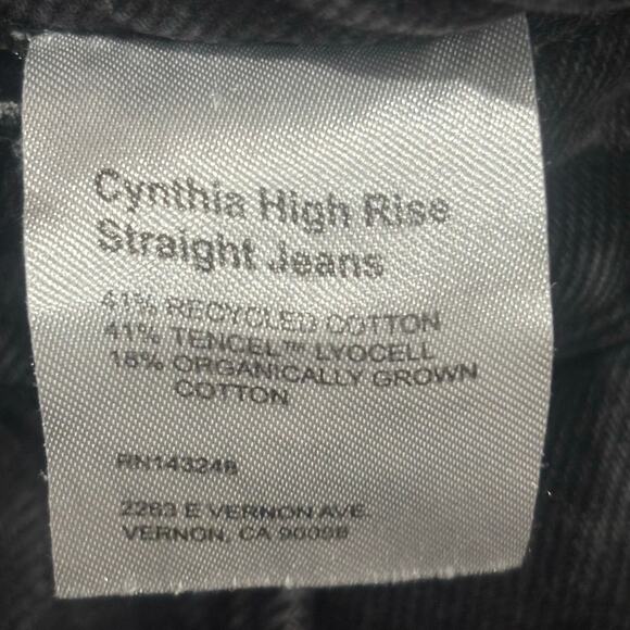 Reformation Cynthia High Rise Straight Jeans Destroyed Black Lagoon Size 26 - Picture 8 of 10